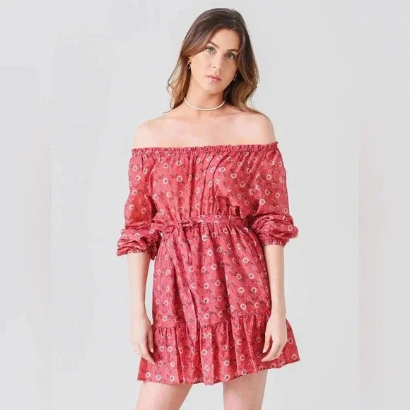 Xirena Jia Floral Silk Blend Mini Dress Coral Blush - Picture 4 of 13